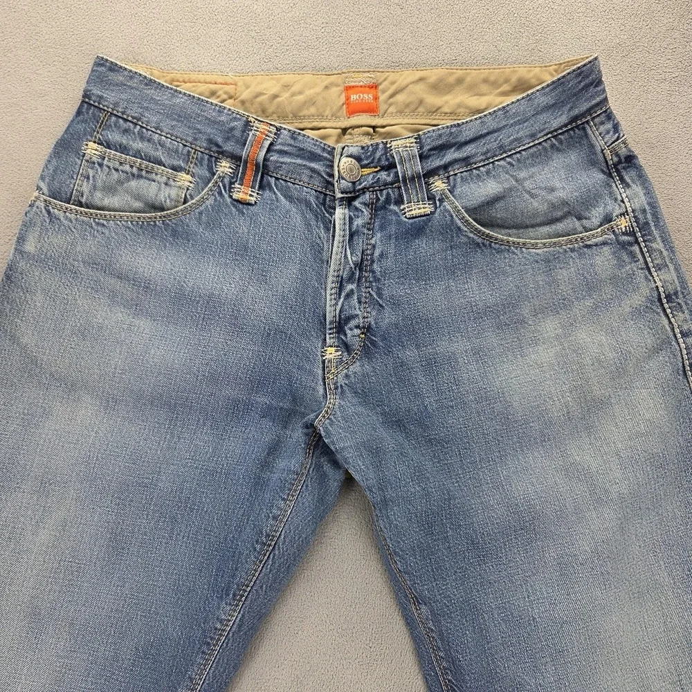Hugo‎ Boss Jeans Mens Blue Selvedge Crafted2-Y Relaxed Straight Fits 33x34